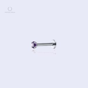 Piercing tragus en argent, design élégant avec iolite violette
