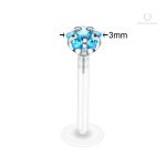 Piercing tragus bleu en silicone, motif étoile