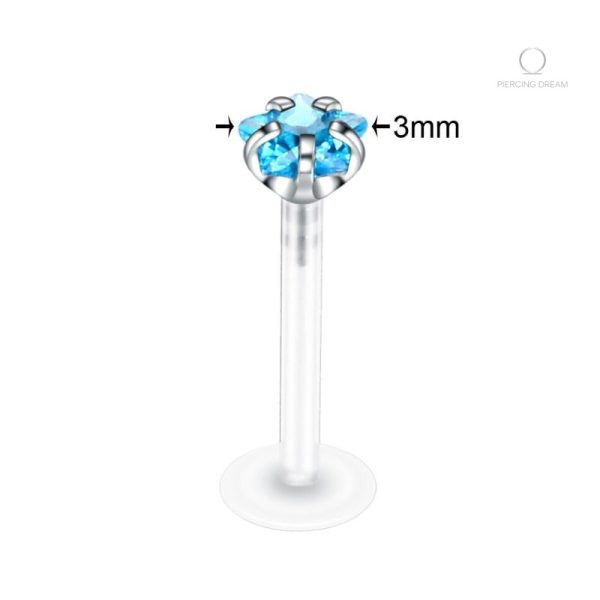 Piercing tragus bleu en silicone, motif étoile