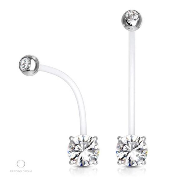 Piercing nombril grossesse avec zirconium scintillant