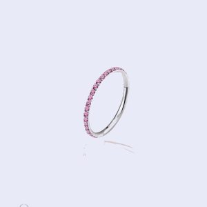 Piercing lobe oreille Aira Corail avec diamants sertis